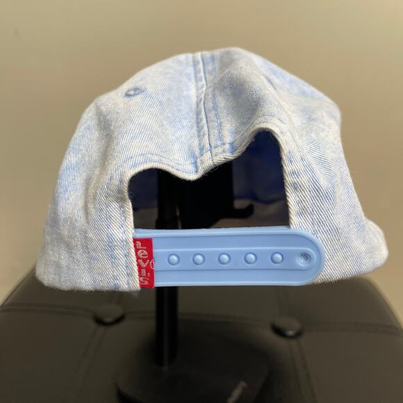 LEVI's blue denim washed snapback dad hat with logo patch on front - Picture 2 of 6